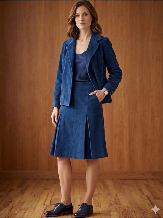 Jackets & Blazers - London House Navy Corduroy Skirt Suit Set Size 12(Fits LikeUS 8)made in Scotland